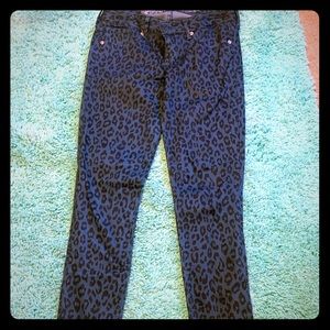 Women’s Blue Leopard Animal Print Jean Leggings